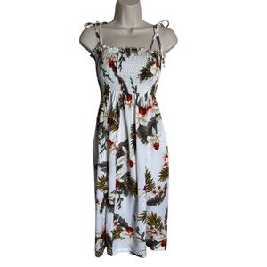 Vintage Two Palms Hawaiian Smock Orchid White Celeste Dress Floral One Size